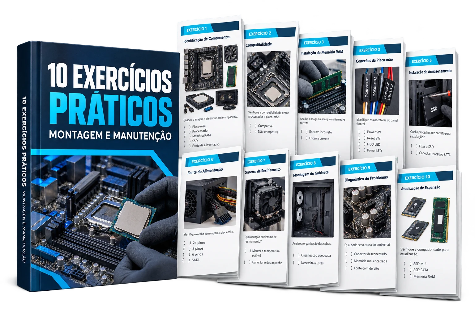 10 exercícios práticos: e-book e páginas de estudo